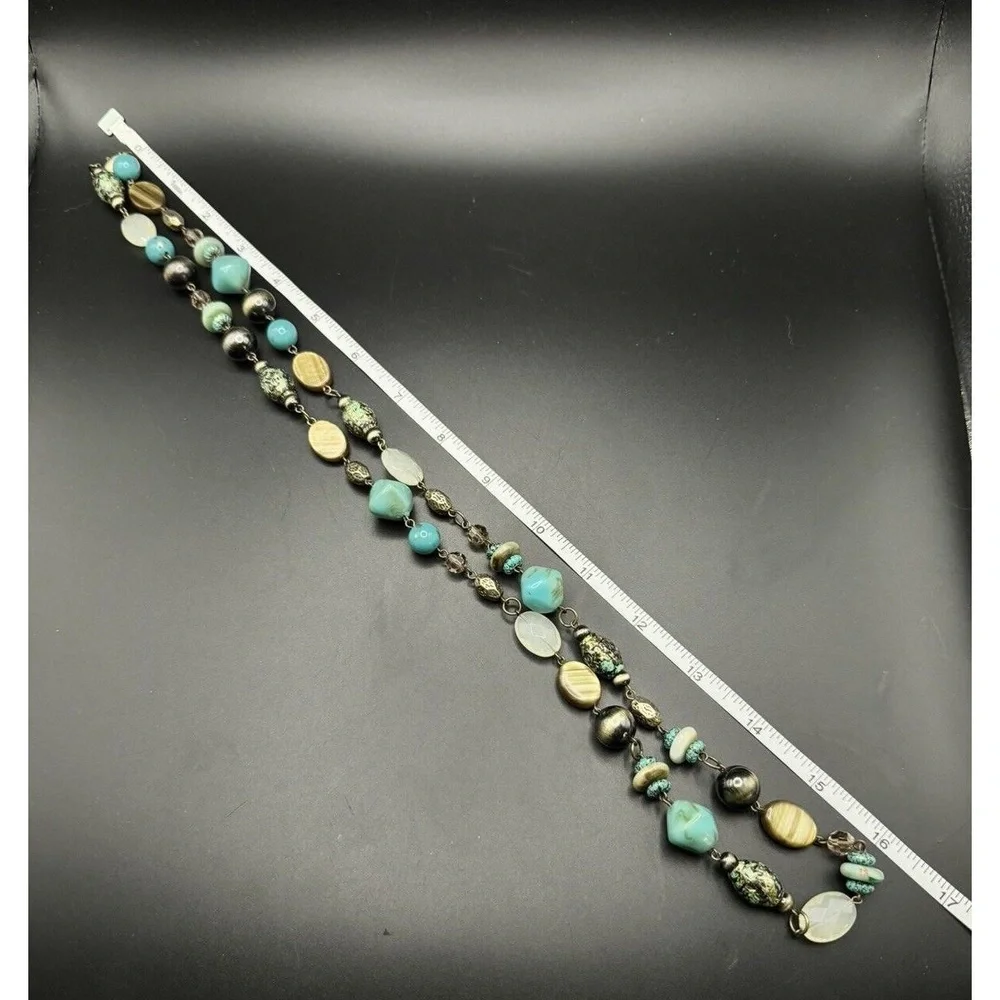 Premier Designs St Lucia Convertible 2‎ Strand Gold Tone Faux Turquoise Necklace
